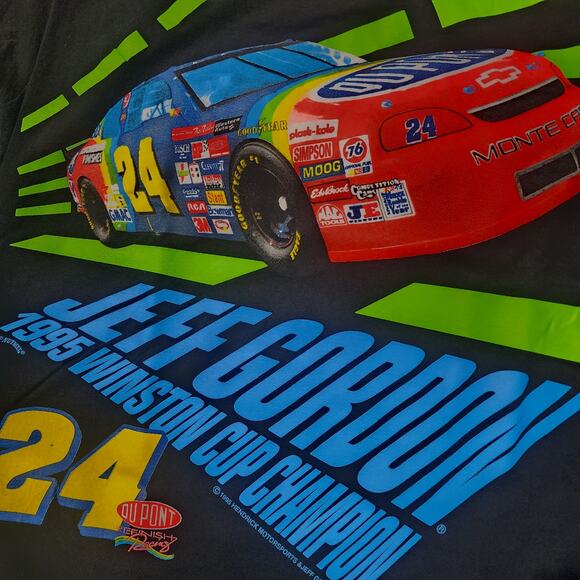 Vintage 1995 Jeff Gordon NASCAR Tee Nutmeg Tag XL DuPont Winston Cup Champ - Picture 4 of 8